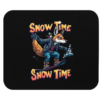 Discover Snow Time Snowboarding Fox Adventure Artwork Mouse Pads