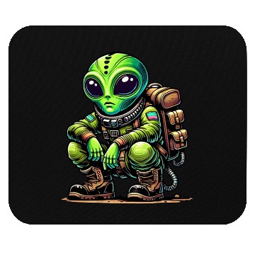 Discover Funny cartoon Chill Alien in Space Suit Mouse Pads