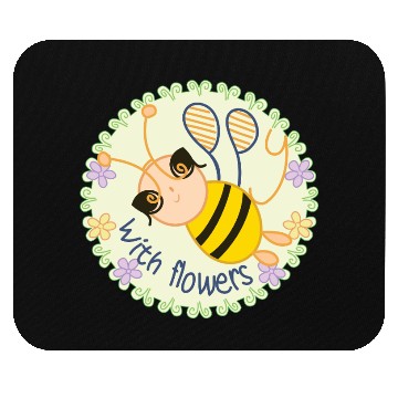 Discover Happy Bee with Flowers - Spring Vibes Mouse Pads