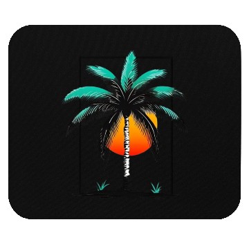 Discover Grayscale Line Drawing Of A Central palm tree Mouse Pads