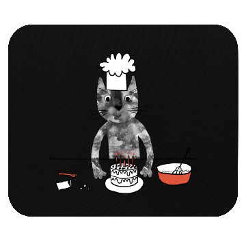 Discover Cat in a Chef Hat Baking a Cake Mouse Pads