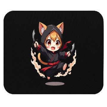 Discover Chibi Ninja Cat Mouse Pads