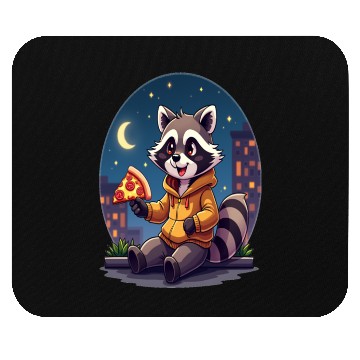 Discover Raccoon Eating Pizza Mouse Pads
