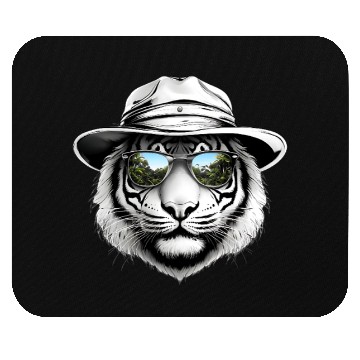 Discover Tiger Face with Bucket Hat Mouse Pads