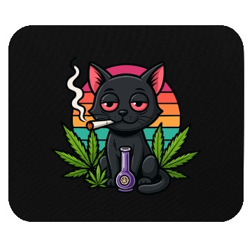 Discover Cute Cat Smoking Weed Mouse Pads