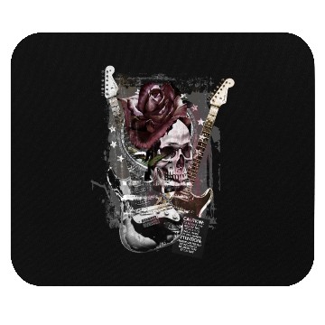 Discover Red Rose Skull Guitars Mouse Pads