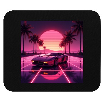 Discover Retro Wave Supercar – 80s Synth Sunset Design Mouse Pads