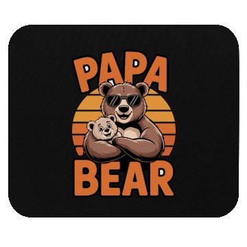 Discover Papa Bear with Cool Sunglasses and Cute Cub Mouse Pads