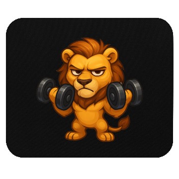 Discover Grumpy lion fitness dumbbell biceps workout Mouse Pads