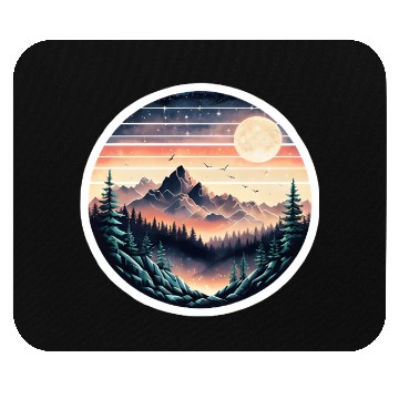 Discover Retro 80s Gradient Sunset Mountain Sticker. Mouse Pads