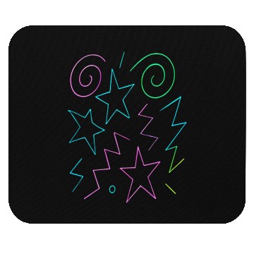 Discover Neon Glow Stars & Swirls Pattern Mouse Pads