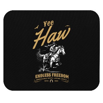 Discover Yee Haw Cowgirl Riding Horse Vintage Western Mouse Pads