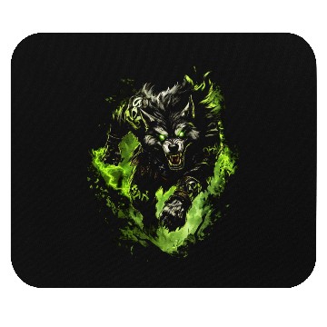 Discover Magic Werewolf With Mystical Green Aura Mouse Pads