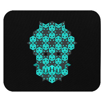 Discover Geometric Skull - Cyan Mouse Pads