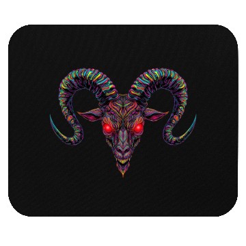 Discover Psychedelic Demon Head with Spiral Horns Mouse Pads