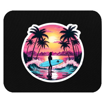 Discover 80s Synthwave Surfer | Retro Sunset Mouse Pads.