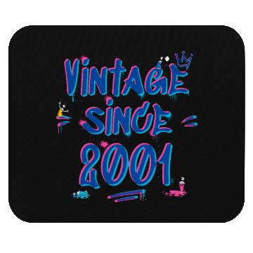 Discover Vintage Since 2001 Graffiti Glitch 24th Bday Vibes Mouse Pads