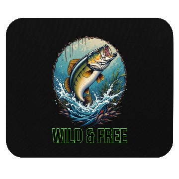 Discover Leaping Largemouth Bass - Wild & Free Art Mouse Pads