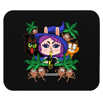 Discover Muntan Magic Festival Witch with Jungle Creatures Mouse Pads