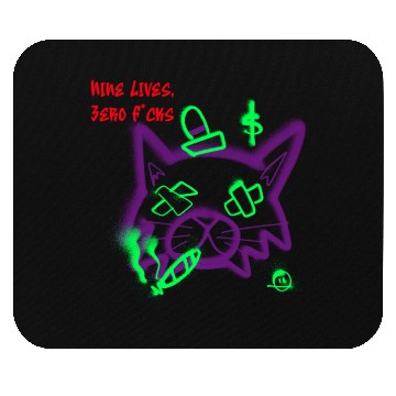 Discover Nine Lives Zero F*cks Punk Cat Mouse Pads