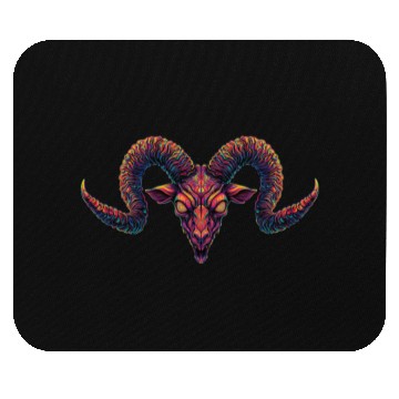 Discover Hypnotic Demon Ram with Psychedelic Spiral Horns Mouse Pads