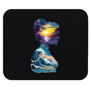 Discover Sunset and Ocean Waves Silhouette Art for Nature Mouse Pads