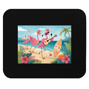 Discover Happy flamingo friends Mouse Pads