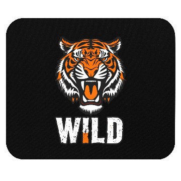 Discover a tiger mid-roar face split in half Mouse Pads