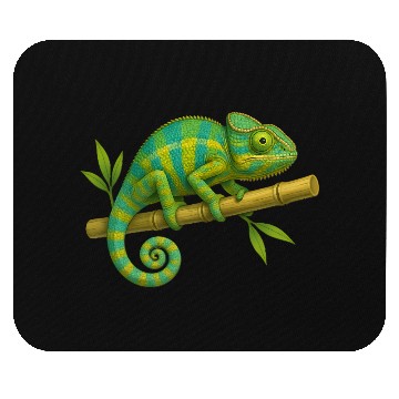 Discover Colorful Chameleon on Bamboo Branch Mouse Pads