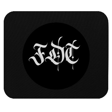 Discover Ornate Gothic Lettering FDT in Light Grey on Black Mouse Pads