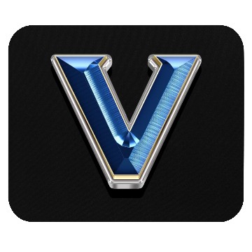 Discover V - Letter in metallic blue Mouse Pads