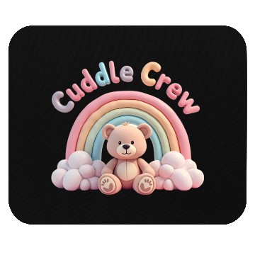 Discover Soft teddy bear sitting under a rainbow Mouse Pads