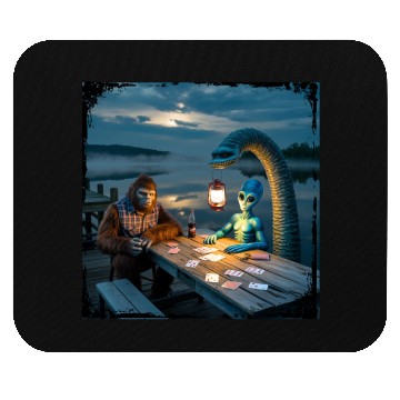 Discover Cryptid Poker Night on Loch Ness - Bigfoot, Mouse Pads