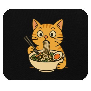 Discover Cat Eating Ramen Mouse Pads