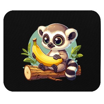 Discover Raccoon with a banana Mouse Pads