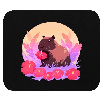 Discover Blooming Capybara Joy Mouse Pads