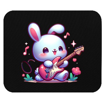Discover Rabbit play eletric guitar Mouse Pads
