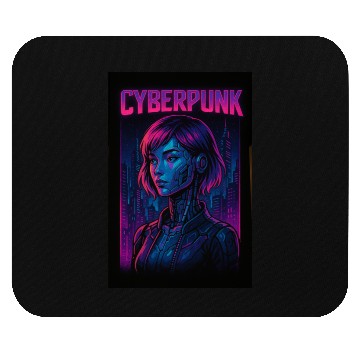 Discover Cyberpunk Future: Neon Cityscape and Cyborg Mouse Pads