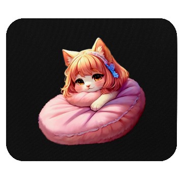 Discover Neko Snoozing Under Sakura Mouse Pads