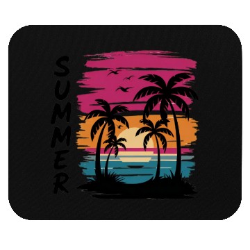 Discover Sunset Palm Tree Beach Scene Mouse Pads