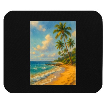 Discover Tropical Serenity – Peaceful Beach Landscape Art Mouse Pads