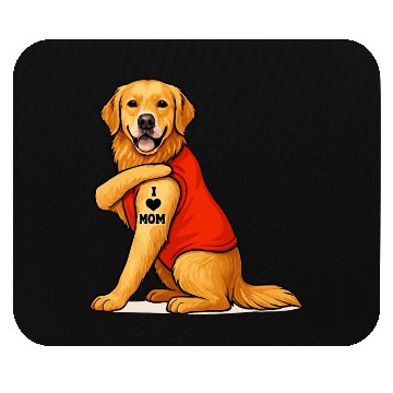Discover Funny golden retriever Dog I Love Mom Tattoo Lover Mouse Pads