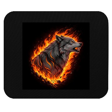 Discover Wildfire Wolf - Nature's Fury Mouse Pads