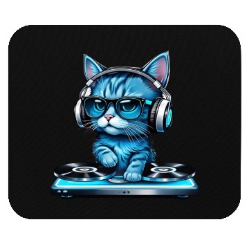 Discover DJ Kitty in Blue Mixing Beats Mouse Pads