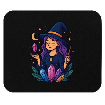 Discover Mystical Crystal Witch Illustration Mouse Pads
