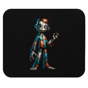 Discover Stitched Button-Eyed Doll – Creepy Patchwork Puppe Mouse Pads