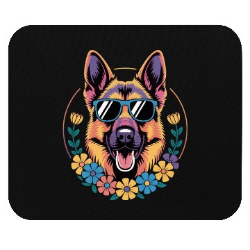 Discover Trendy German Shepherd in Floral Style Mouse Pads