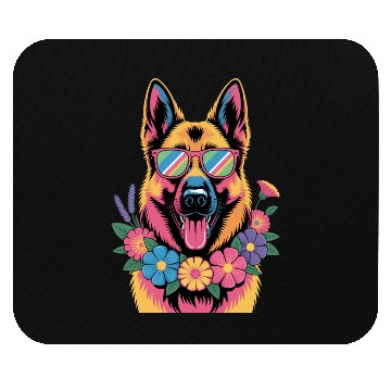 Discover Cool German Shepherd in Neon Shades Mouse Pads