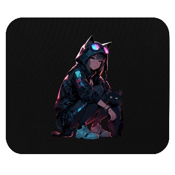 Discover Cyberpunk Catgirl Mouse Pads
