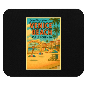 Discover Venice Beach Vintage Postcard Mouse Pads
